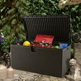 thumbnail image 2 of Costway 120 Gallon Patio Deck Box Outdoor Waterproof Storage Container for Tools Toys Brown, 2 of 11
