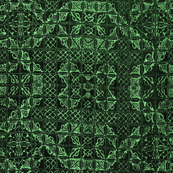 Ahgly Company Indoor Square Abstract Emerald Green Modern Area Rugs, 8' Square