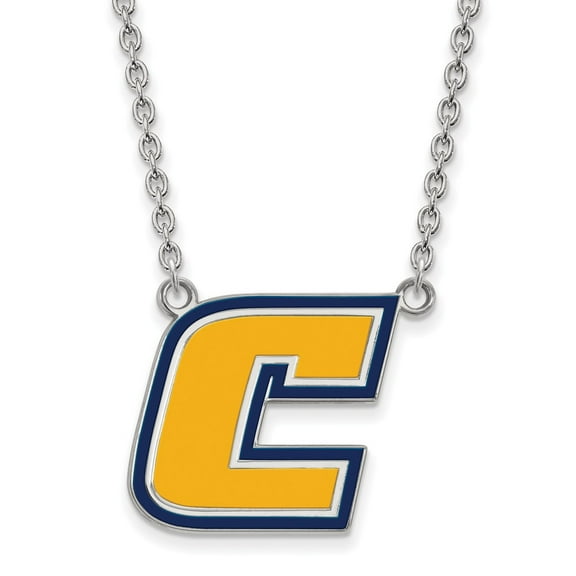 925 Sterling Silver Rh-p LogoArt The U of Tenn at Chattanooga Lg Enl Pend With Necklace; for Adults and Teens; for Women and Men