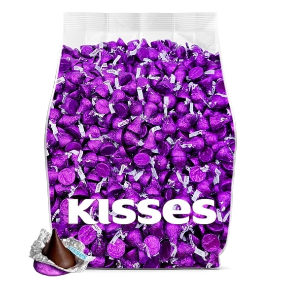 Hershey Dark Chocolate Kisses Bulk, 200 Pieces Individually Wrapped Candy, Dark Chocolate Candy, 2 lb for Parties
