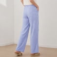thumbnail image 6 of UAMVSH Women's Striped Casual Pants Comfy Elastic Waist Wide Leg Pants Fashion Loose Drawstring Lounge Trousers with Pockets, 6 of 6