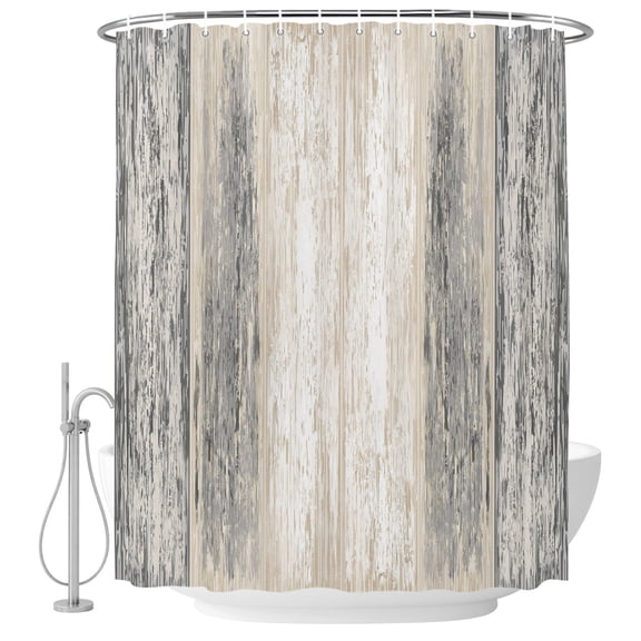 Decorative Shower Curtain Farmhouse Fabric Waterproof Bath Shower Curtains Bathroom Accessories Gray Wooden Machine Washable Curtain 48x72 Inch for Home Hotel Farmhouse Brown Vintage Distressed