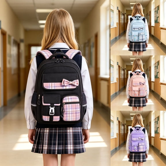Classic Two Tone Backpack Primary Middle High School Multi Compartment Lightweight Breathable Straps School Bookbag