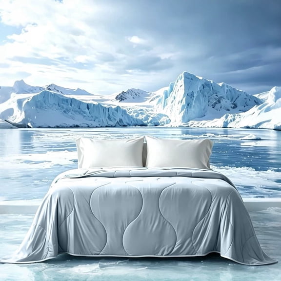 BedTreat Queen Size Cooling Comforter Blue/Gray Reversible, Lightweight Breathable Summer Bedding for Hot Sleepers & Night Sweats(88"x92")