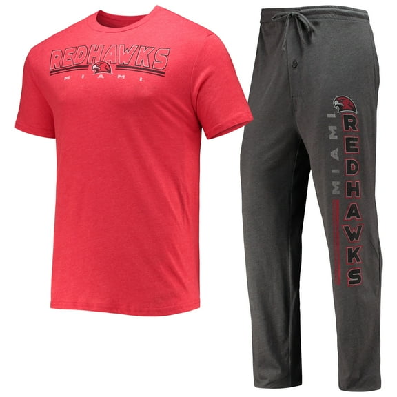 Men's Concepts Sport Heathered Charcoal/Red Miami University RedHawks Meter Top & Pants Sleep Set
