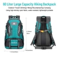 thumbnail image 4 of 60L Waterproof Hiking Backpack with Reflective Strips & Safety Whistle, Large Capacity Multi-Pocket Nylon Rucksack for Camping Travel (Green), 4 of 11
