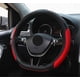 thumbnail image 3 of Funda para volante de coche en forma de D, color negro y rojo. Protector para volante de coche en forma de D. Diámetro 38 cm (15 pulgadas). Piel sintética [Parte inferior plana]., 3 of 5