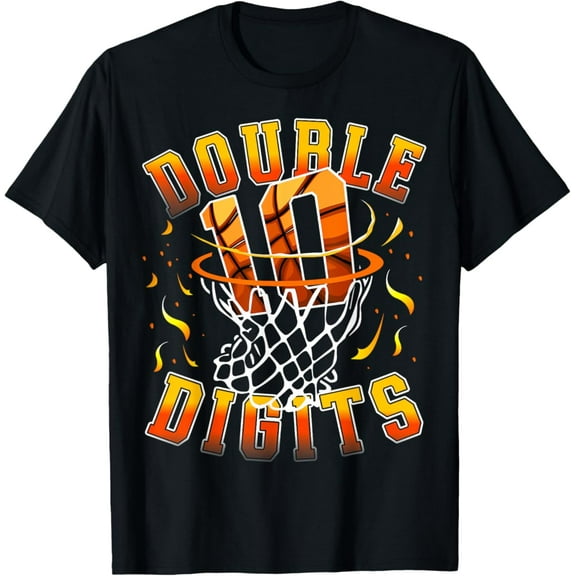 Sam Soft Double Digits Birthday Decorations Boy 10 Basketball 10th T-Shirt
