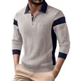 thumbnail image 2 of DayScoop Mens T-Shirt Fall T Shirt Casual Long Sleeve Fashion Corduroy Fabric Contrasting Buttons Lapel Tops, 2 of 6