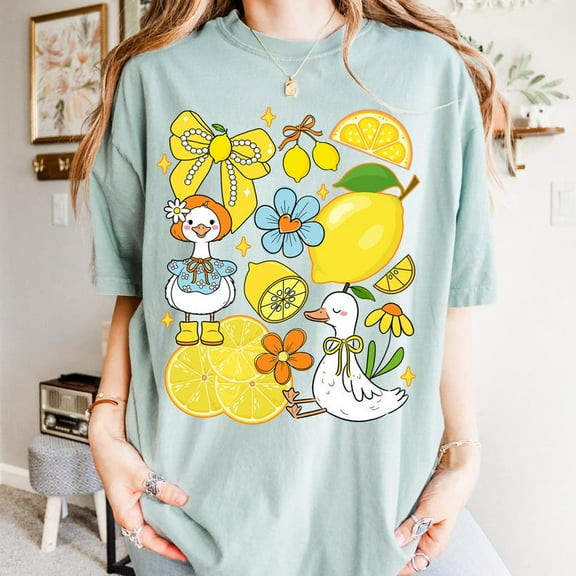 Coquette Lemon Goose Shirt, Floral Summer Goose Tee, Preppy Lemonade Shirt, Funny Sarcastic Goose Shirt, Retro Lemon Shirt, Cute Summer Outfit