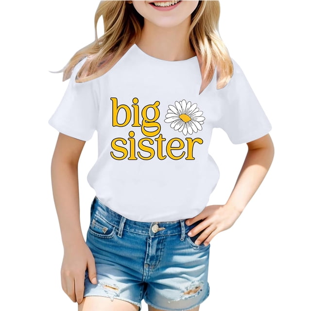 T-shirts pour Tout-Petites Filles à Lettres Imprimées T-Shirt à Manches Courtes pour Tout-Petite Fille T-Shirts d'Été pour Filles Col Rond T-Shirts pour Filles 3-4 Ans Tenue pour Fille
