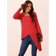 thumbnail image 3 of DARING DIVA Women's High Low Hem Long Sleeve Blouses S Red, 3 of 6
