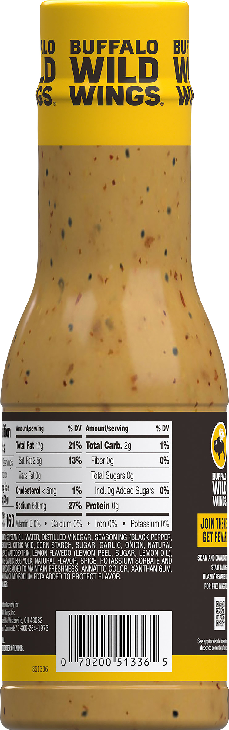 Buffalo Wild Wings Lemon Pepper Sauce, 12 fl. oz.