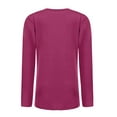 thumbnail image 3 of Gomelly Ladies T-shirt Solid Color T Shirt Round Collar Tee Women Casual Work Tops Long Sleeve Tunic Blouse Rose Red XXL, 3 of 5
