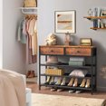 thumbnail image 5 of SLINEMO Shoe Rack, 4 Tier Shoe Storage Organizer with 2 Drawers, Metal Shoe Shelf for 12-15 Pairs of Shoes, with 3 Fabric Shelves and Wooden Top, Shoe Stand for Closet Entryway, 5 of 7