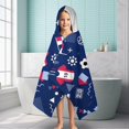 thumbnail image 6 of Blue Soccer Elements Pattern Hooded Bath Towel，60"x35" for Ages 3 To 12 Kids, Quick Dry Lightweight Soft Microfiber Hood Beach Towel Cover Up for Kids, 6 of 7