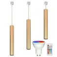 thumbnail image 1 of FSLiving H Type Linear Look Track Lighting, Accent Light by Remote, Color Changing RGB Tunable White GU10 Timer Bulb Mini Light H Track Mounted for Living Room Kitchen Island Customizable, Gold, 1 of 9