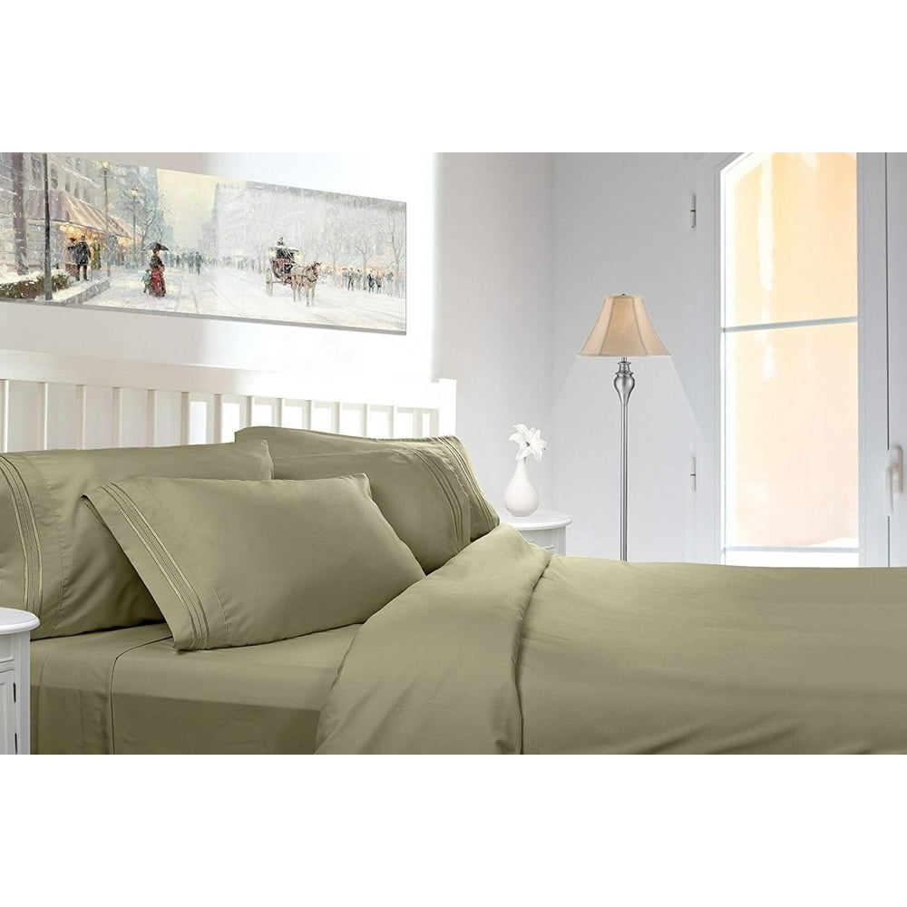 1500 Series Microfiber Queen Size 4pc Bed sheet set, Sage (Green), Queen Size set includes 1