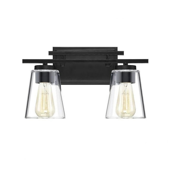2 Light Bath Bar-Contemporary Style with Modern and Bohemian Inspirations-8.75 inches Tall By 14.63 inches Wide-Black Finish Bailey Street Home