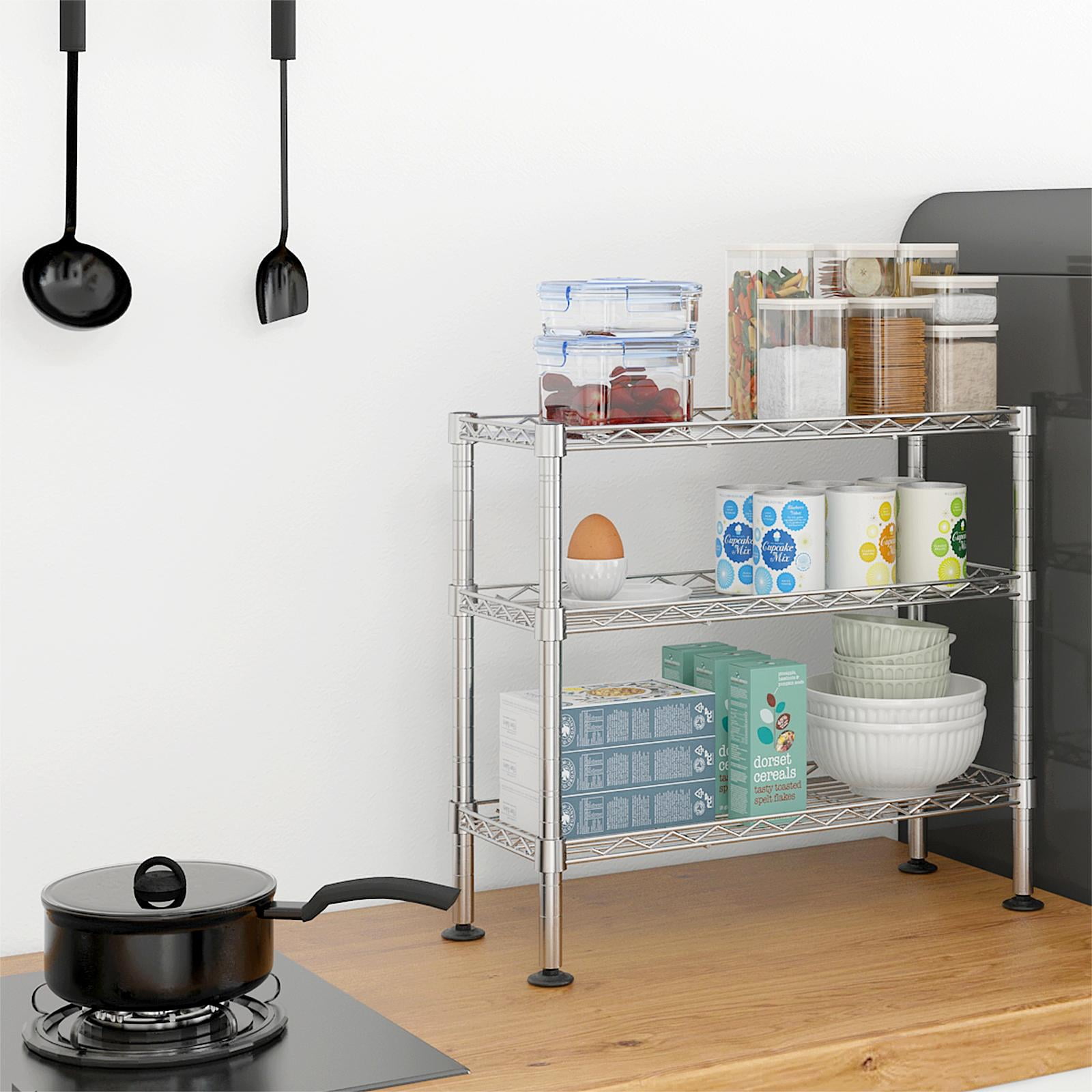 Zimtown 3 Tier Spice Storage Rack, Metal Wire Kitchen Shelving Unit ,18'' L x 8'' W x 18'' H