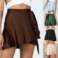 thumbnail image 6 of 2024 Womens Shorts for Summer Casual Flowy Shorts High Waisted Ruffle Wrap Skorts Pull On Elastic Waist Vacation Army Green,XL, 6 of 6