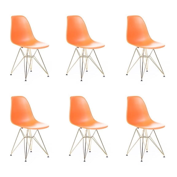 Eiffel Dining Chair with Gold Base - Orange