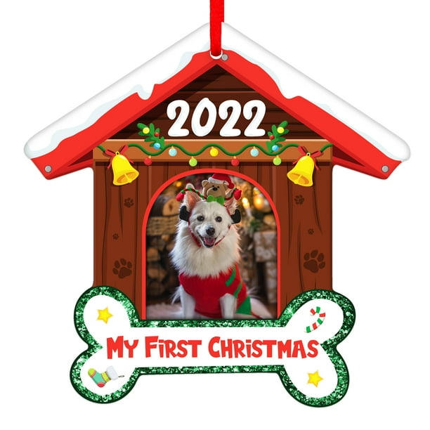 WaaHome Dog Picture Frame Ornaments for Christmas Tree Personalized Dog