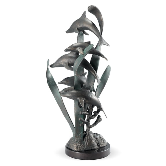 SPI Dolphin Sextet Sculpture 25" x 12" x 9" 10.5 lbs. Aluminum Marble