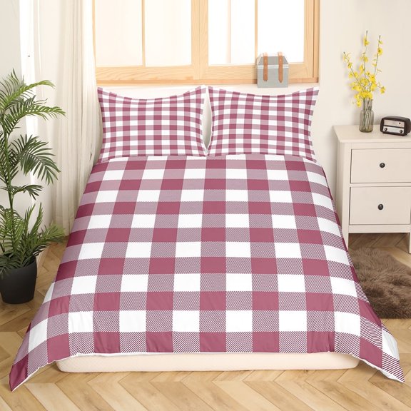 Erosebridal Buffalo Plaid Comforter Cover Twin,Geometric Grid Bedding Twin Size,Abstract Artwork Duvet Cover Twin,Microfiber Checkerd Bedroom Decoration(No Comforter),3pcs