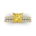 thumbnail image 2 of Clara Pucci 18K Yellow Gold Princess Cut 2Ct Simulated Yellow Diamond Engagement Ring + Matching Band - Luxury Box Included, 2 of 7