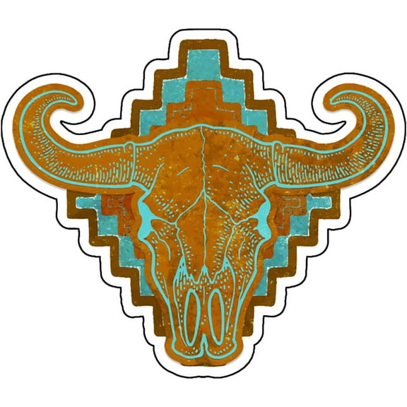 WickedGoodz Aztec Cattle Skull Vinyl Decal - Western Bumper Sticker - Perfect for Laptops Tumblers Windows Cars Trucks Walls