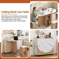 thumbnail image 5 of Blotout 5 PCS Farmhouse Dining Table Set for 4, 60'' Large Oval Folding Dining Table Set w/4 Leather Chairs,6 Wheels,Drop Leaf Foldable Kitchen Table w/2-Layer Storage Shelf for Small Spaces, White, 5 of 8