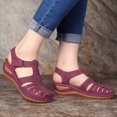 thumbnail image 4 of Lubelski Women Shoes Summer Retro Hook Loop Closure Non-slip Hollow Beach Wedge Sandals, 4 of 7