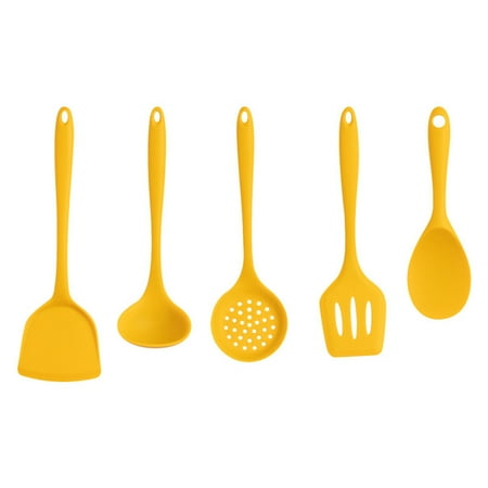

5 Pack Silicone Kitchen Utensils Set for Cooking Baking Yellow Non Stick Spatula Set Heat Resistant Kitchen Gadget