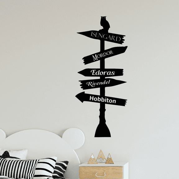 Lord of the Rings Mordor Pathway Signage Fantasy World Wall Sticker Art Decal for Girls Boys Room Bedroom Nursery Kindergarten House Fun Home Decors Sticker Wall Art Vinyl Decoration Size (40x24 inch)