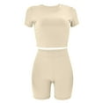 thumbnail image 4 of Njoeus Women 2 Piece Tracksuit Outfits Casual Bodycon Set Short Sleeve Tops and Biker Shorts Women Jogger Workout Sport Sets, 4 of 8