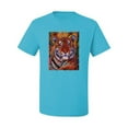 thumbnail image 2 of Wild Bobby, Colorful Painted Tiger, Animal Lover, Men Graphic Tees, Light Turquoise, Medium, 2 of 3