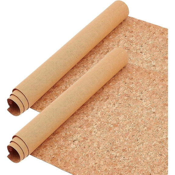 2 Roll 53x11.8inch Cork Fabric Sheets PU Natural Real Cork Leather Fabric for Making Earring Bag Phone Cover DIY