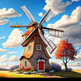 thumbnail image 2 of LP994 Molino Viento Diamante Serie Paisaje Casa Resina 40*40CM, 2 of 9