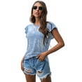 thumbnail image 7 of JWD Summer Ruffle Short Sleeve Knit Tunic Tops Shirts Tank Tee Blouse For Women, 7 of 7