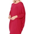 thumbnail image 4 of Women's Plus Size Round Neck Draped Side 3/4 Dolman Sleeves Dress, 4 of 4