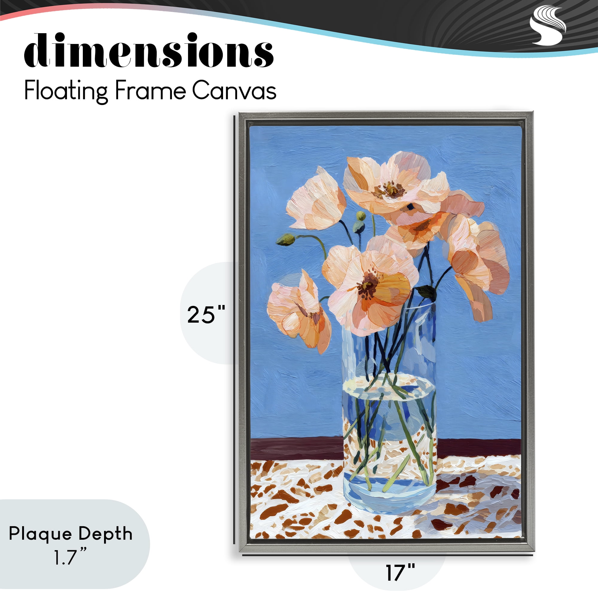 Stupell Industries Bright And Pink Poppies Gray Framed Floater Canvas Wall Art, design by Petal Prints Design