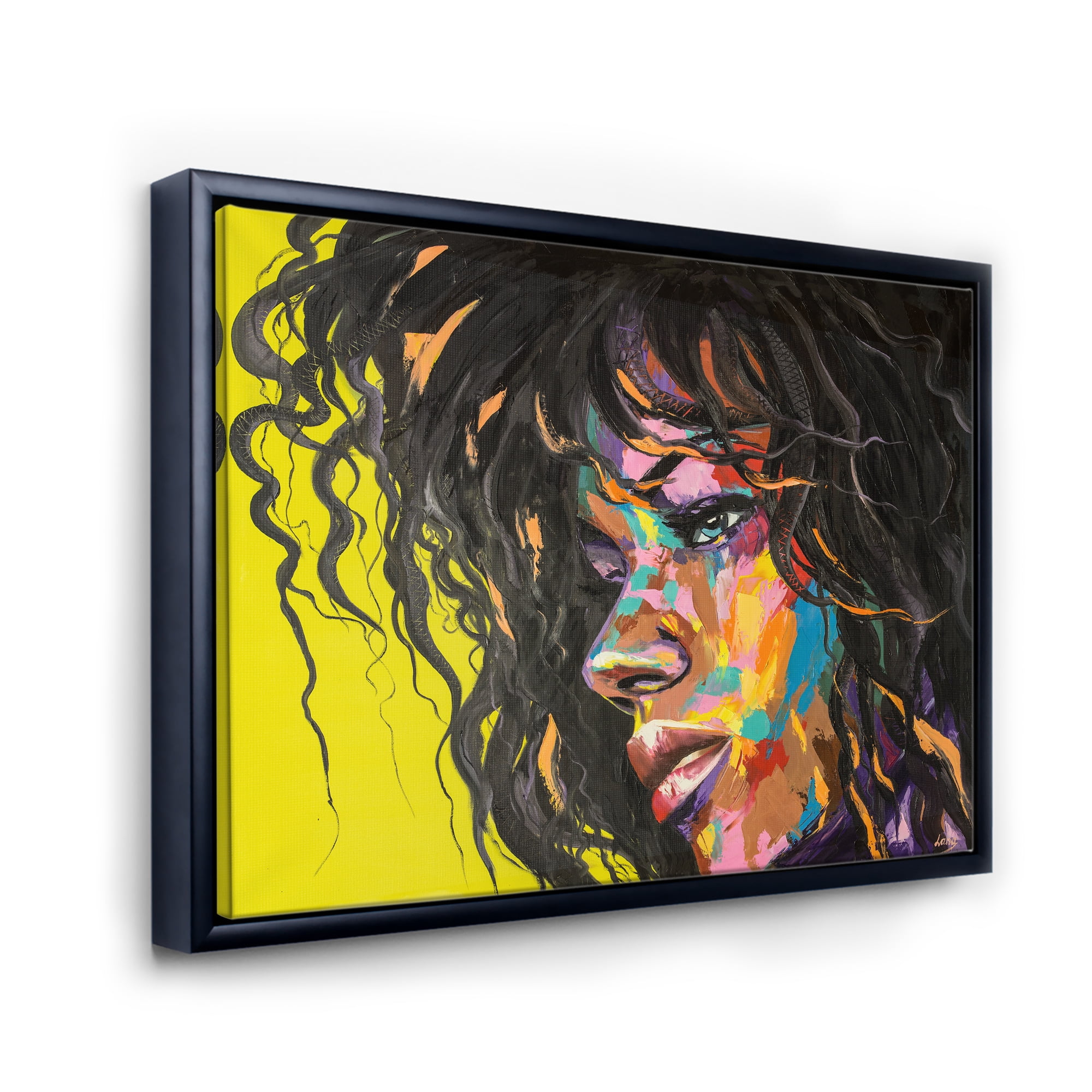 Abstract Colorful Fantasy Portrait Of A Young Woman I 20 in x 12 in Framed Painting Canvas Art Print, by Designart