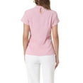 thumbnail image 3 of INSPIRE CHIC Work Top for Women's Stand Collar Cap Sleeve Keyhole Back Elegant Business Blouse XL Pink, 3 of 6