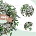 thumbnail image 2 of 24 Inch Spring Summer Ivory Floral Wreath, Lamb Ear Leaves Greenery Wreath for Front Door, Rustic Farmhouse Artificial Flower Wreath for Indoor & Outdoor Decor, 2 of 7