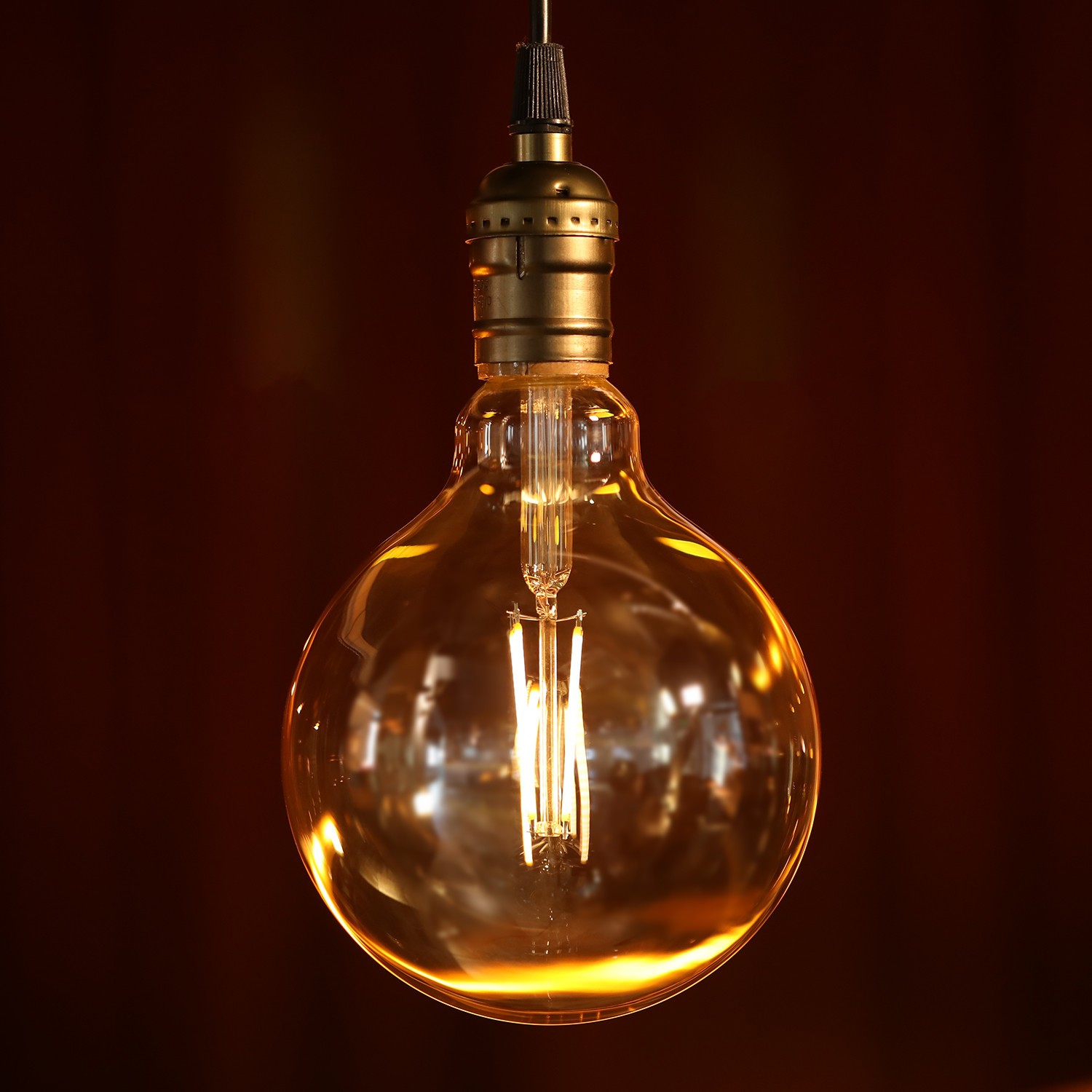 2 Pack G125 LED Decorative Edison Bulbs, Globe Light Bulbs Dimmable, 100W Eqv., Amber, E26 Base, Vintage Filament Light Bulbs for Pendant Light, Floor Lamp, 2500K Soft White