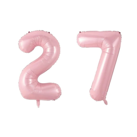 Number Twenty Seven Balloon Soft Pastel Pink Number 27 Balloon 32" Large Festive Decoration