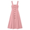 thumbnail image 4 of Gamivast Linen Dresses for Women Sleeveless Square Neck Button Front Maxi Dress with Pockets Casual A-Line Sundress Summer Vacation Beach Dress Pink S, 4 of 7