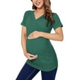 thumbnail image 2 of Ecavus Women's Maternity Nursing Tops Short Sleeve V-Neck T-Shirts 3-Pack Black Wine Red Heather Light Green S, 2 of 5