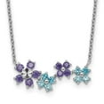 thumbnail image 3 of Sterling Silver Purple & Blue Cubic Zirconia Diamond Cut Flower Pendant Necklace, 3 of 4